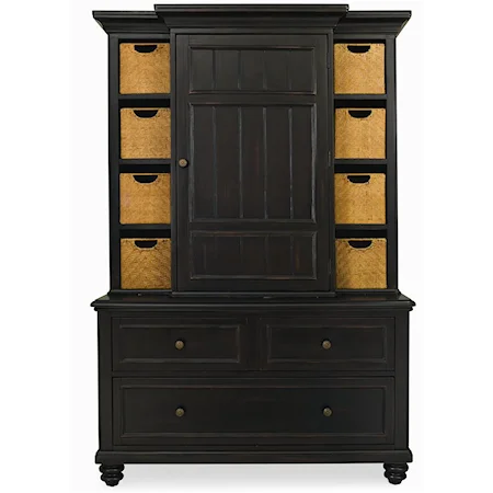 Open Armoire with Five Adjustable Shelves